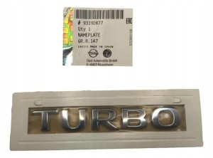 93192477 Emblemat Napis Turbo Klapy Bagażnika Opel Astra Insignia Cascada